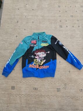 Members Only Nickelodeon Colorblock Windbreaker in Teal, Black & Blue